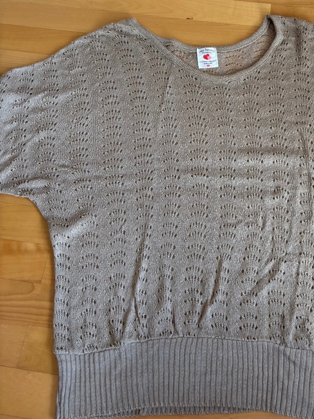 NWOT Maternity - Two Hearts Lightweight Pointelle Open Knit Sweater Top